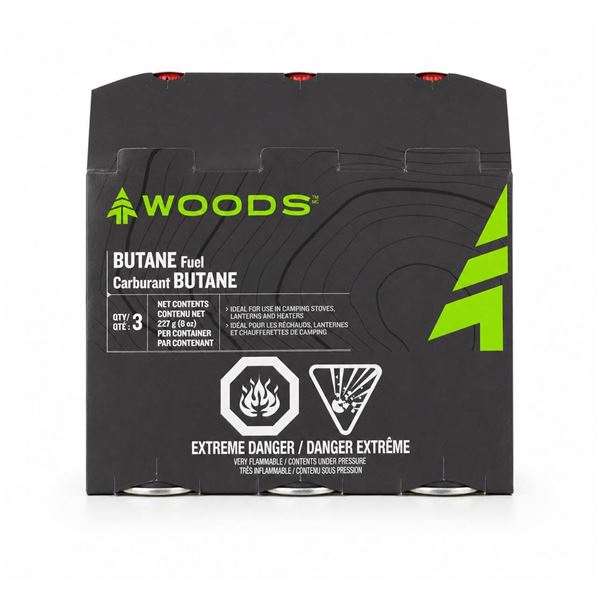 2 Packs, 6 Woods Butane Canisters Total, 227 g Each
