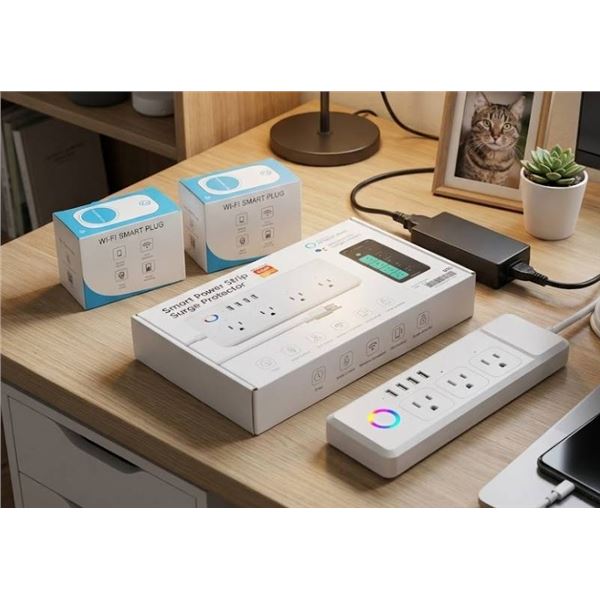 WiFi Smart Power Strip Surge Protector with USB and 2 WiFi Smart Plugs