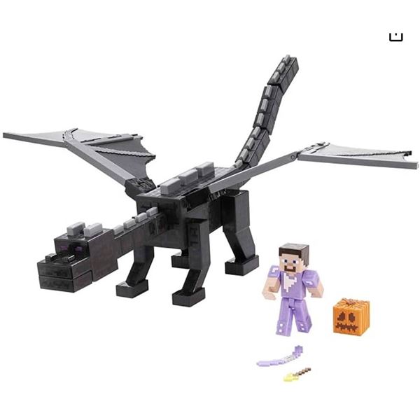 Minecraft Ultimate Ender Dragon Figure, 20-in Mist-Breathing Creature, Plus 3.25-in Color-Change Ste