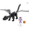 Image 1 : Minecraft Ultimate Ender Dragon Figure, 20-in Mist-Breathing Creature, Plus 3.25-in Color-Change Ste