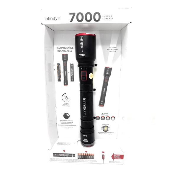 Infinity XT 7000 Lumen Rechargeable Flashlight with Dual Power