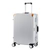 Image 1 : Silver Hard-Shell Luggage with Tan Trim, 9in x 13in x 22in
