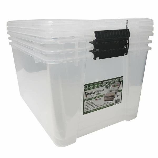 Greenmade InstaView 45 Quart Storage Containers With Lids, 3-Pack