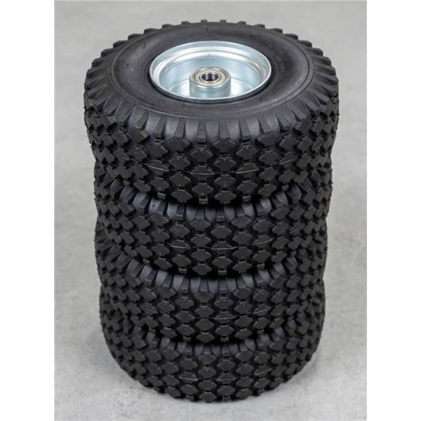 Lot of 4 –  4.10/3.50-4 Tires and Wheels Flat Free, 10″ Heavy Duty Solid Replaceme