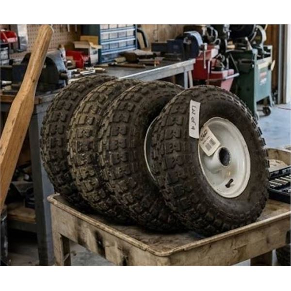 Lot of 4 Tires with Rims, 4.10/3.50-4 10" Tires