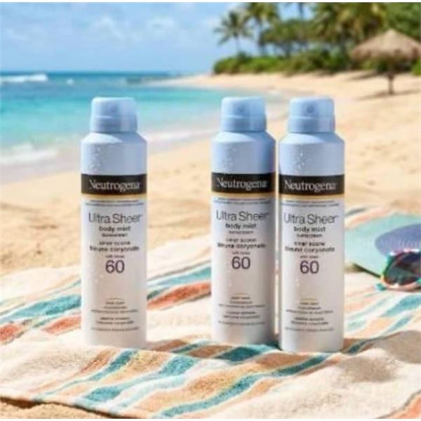 Neutrogena Ultra Sheer Body Mist Sunscreen, SPF 60, 3 x 141 g