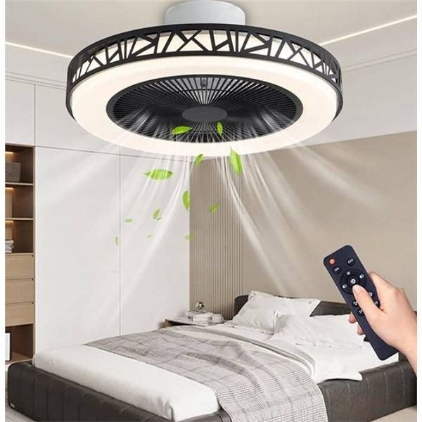 NFOD Ceiling Fan With Lights, 9G Ceiling Fan for Bedroom, Black