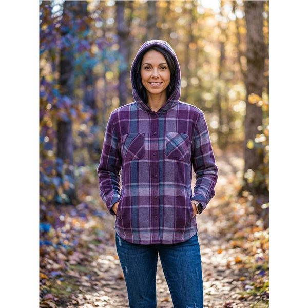 Realtree Women's M/M Plush Hoodie in Purple Plaid