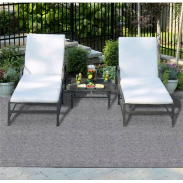 Multy Home Light Gray Single Rib Needlepunched Patio Rug, 6 ft x 8 ft (183 cm x 244 cm)