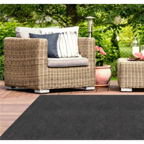 Multy Home Gray Single Rib Needlepunched Patio Rug, 6 ft x 8 ft (183 cm x 244 cm)