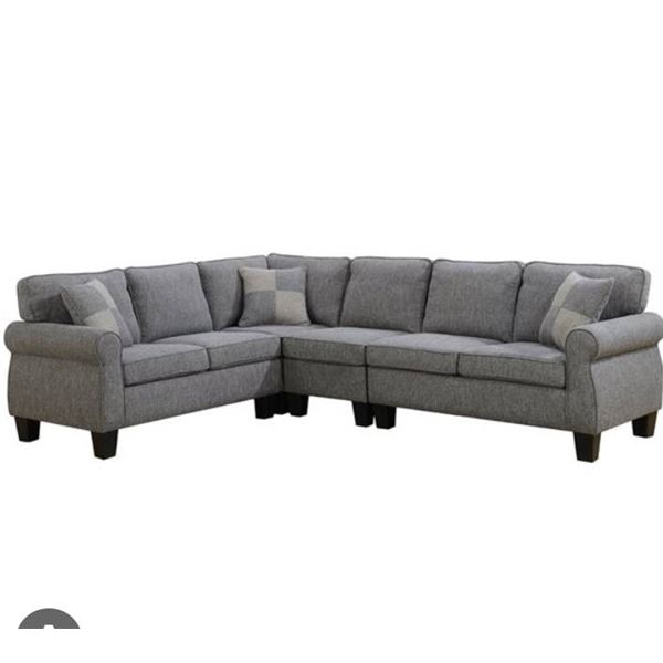 Brassex Inc. Corner Sofa, Model C-5351DG-CR-2, Dark Grey