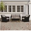 Image 1 : Hampton Bay Haverhill 4-Piece Chat Set, Brown Weave with Beige Cushions