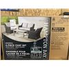 Image 2 : Hampton Bay Haverhill 4-Piece Chat Set, Brown Weave with Beige Cushions