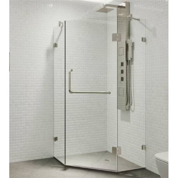 VIGO VG6062BNCL38 Frameless Shower Door Set, Clear Glass, 38 in. W x 73.38 in. H