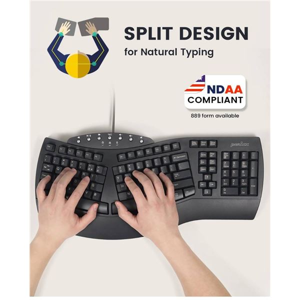 Pallet Lot of Perixx Periboard-512 Wired Full-Size Membrane Ergonomic Keyboard Lot