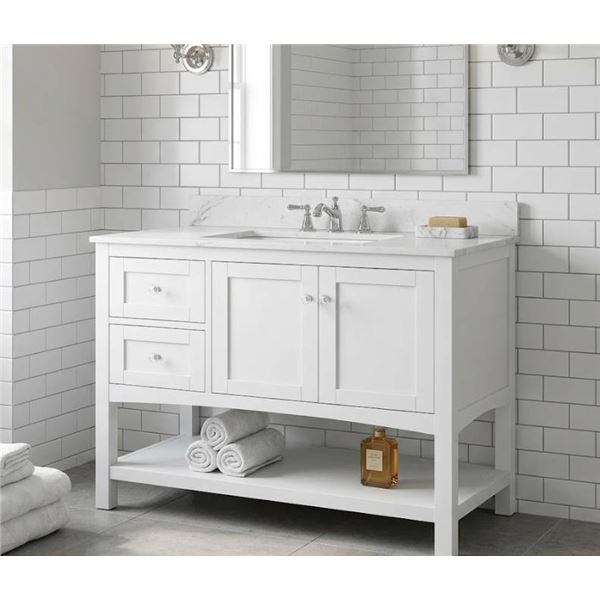 Co-Op Gold 42-Inch Daisy Vanity, White Finish, Marble Top