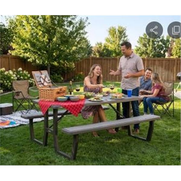 Lifetime 6-Foot Fold-In-Half Light Commercial Table, Model 80565