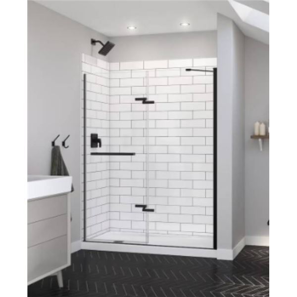 Maax Utile Shower Door, Pivot Door, 56-59 in, Matte Black Finish