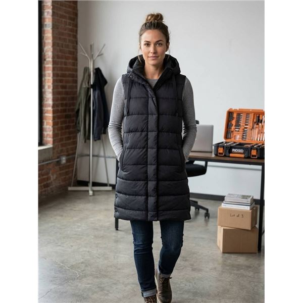 Women's Lole Hooded Puffer Vest, Size Small, Black