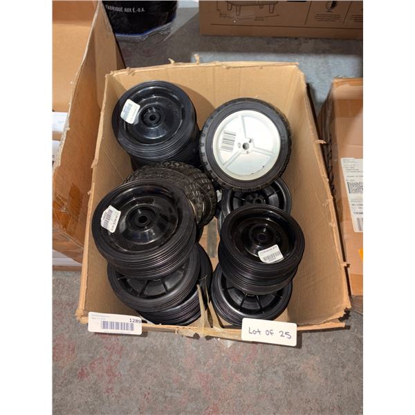 Lot of Assorted Plastic and Rubber Wheels, Various Sizes