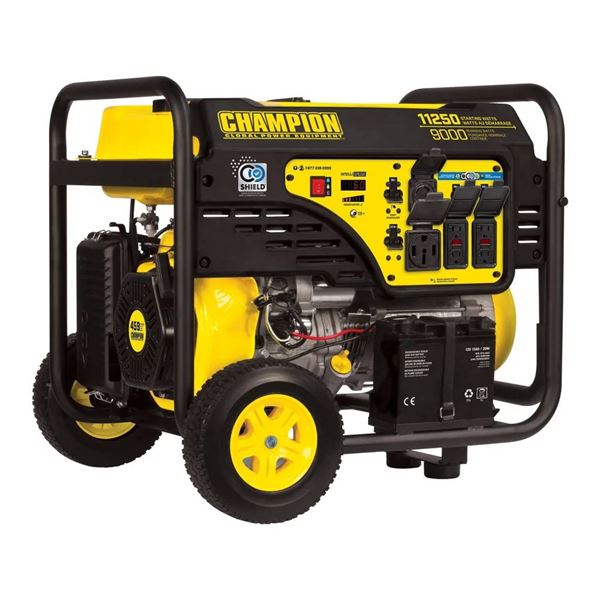 Champion - 11,250W Peak Power Portable Generator with Smart Gauge, Electric Start and CO Shield