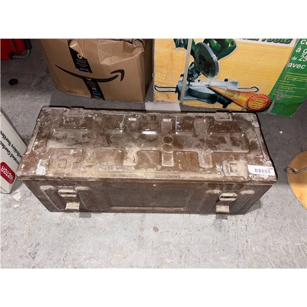 Brown Metal Storage Container With Dimensions 26in x 10in x 9.5in