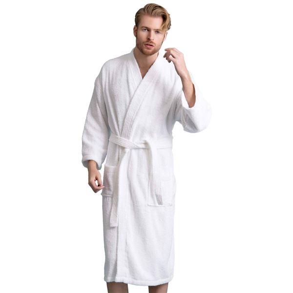 GlucksteinHome Essential Spa Robe, Cotton, White, S/M