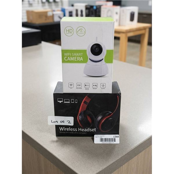 Lot of 2 - WiFi Smart Camera and Wireless Headset