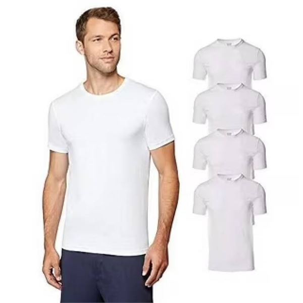 Men's 4-Pack Short Sleeve Crew Neck T-Shirts, Size L/G, White