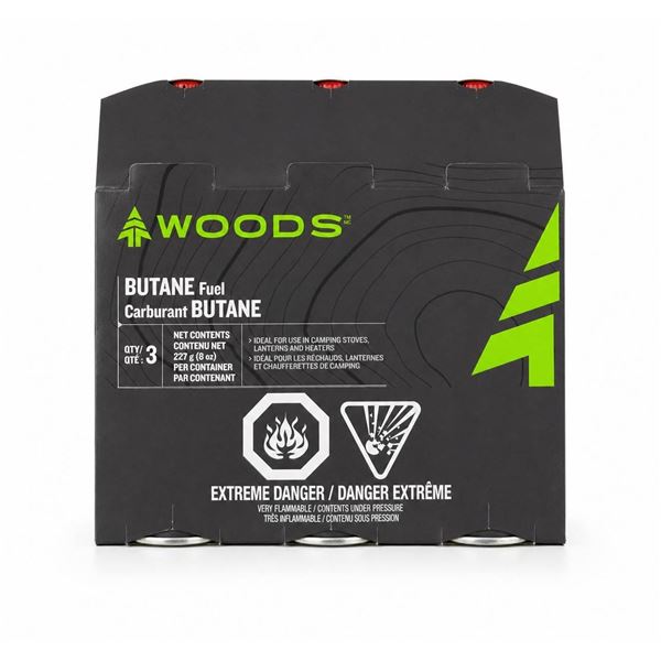 2 Packs, 6 Woods Butane Canisters Total, 227 g Each