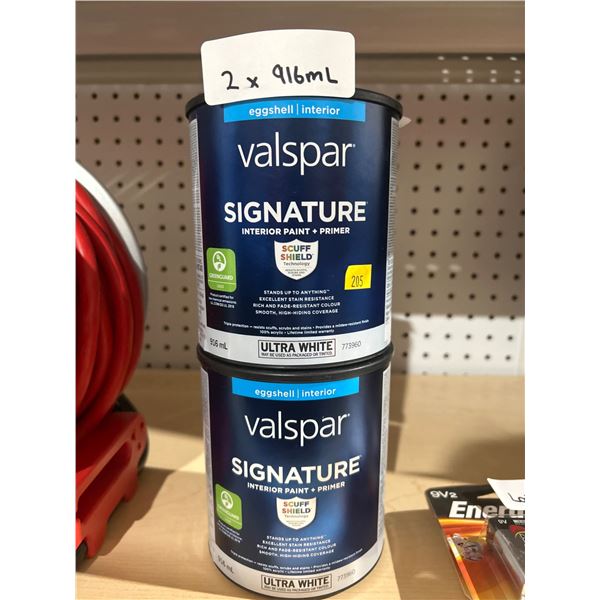 Valspar Signature Interior Paint and Primer, 946 mL, Eggshell White Finish (2 Cans)