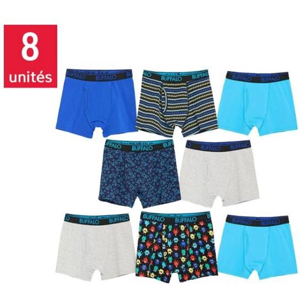 Buffalo David Bitton Boys' Boxer Briefs Set, L/G 12-14, 8 Pieces