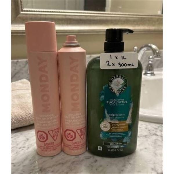 Monday Dry Shampoo 300ml and Herbal Essences Shampoo 1.18L Dual Lot