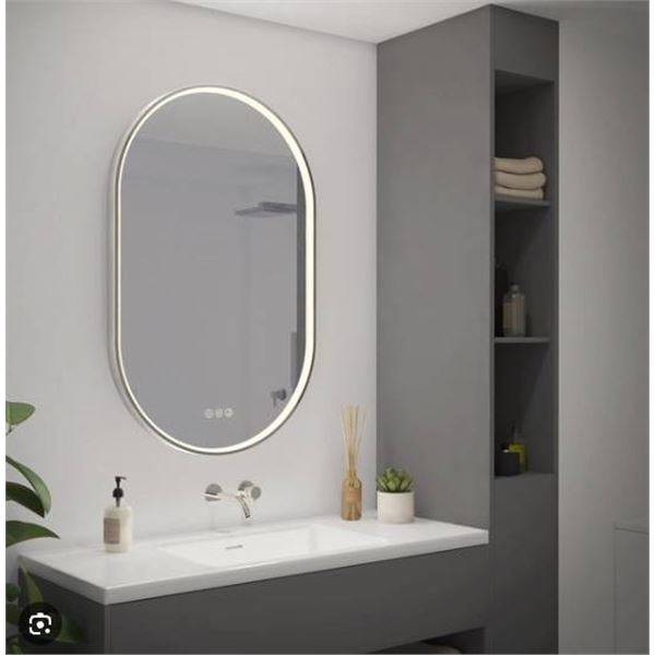 Royce Oval LED Wall Mirror With Integrated Defogger and Touch Functions