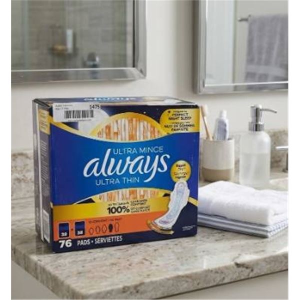 Always Ultra Thin Pads with Wings, 76 Count