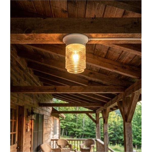 Outdoor Lantern Model IOL105WH with Clear Glass Globe