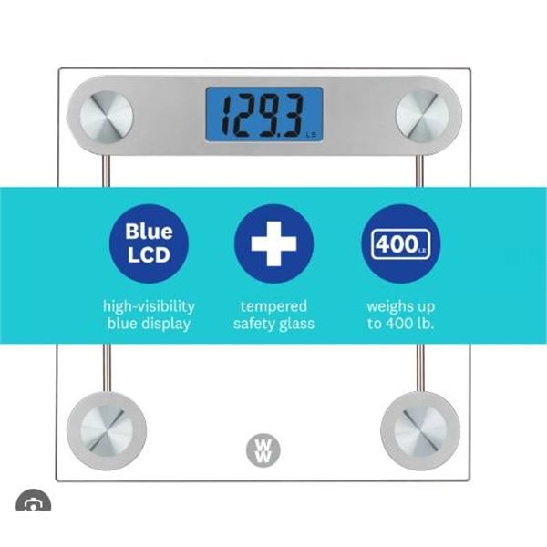 Weight Watchers Digital Weight Scale by Conair, Silver Finish, Blue Backlight