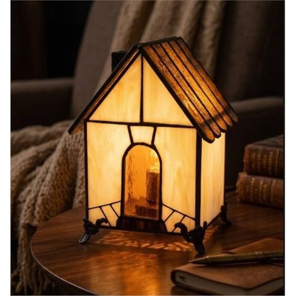 Stained Glass Candle Holder with Metal Frame and Open Top