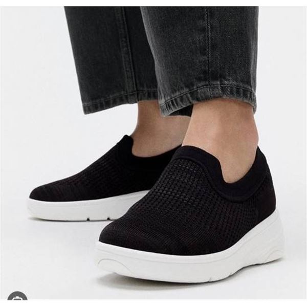 FitFlop Super-Q Knit Slip-Ons, Black, UK Size 05, EU Size 38, Women's Shoes