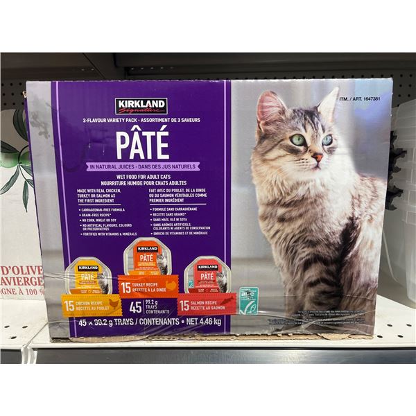 Kirkland Signature Pate Wet Cat Food 4.46 kg, 45 Trays with 3 Flavors