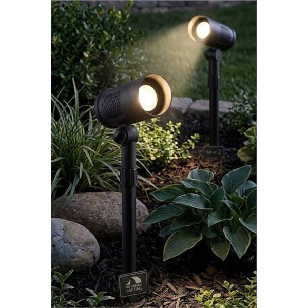Pathway Lighting Solar LED Spot Light Set of 2, 125-250 Lumens Output