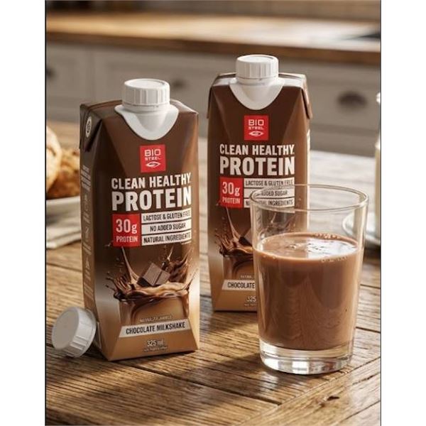 Biosteel Clean Healthy Protein 30g Chocolate Milkshake, 18 x 325mL