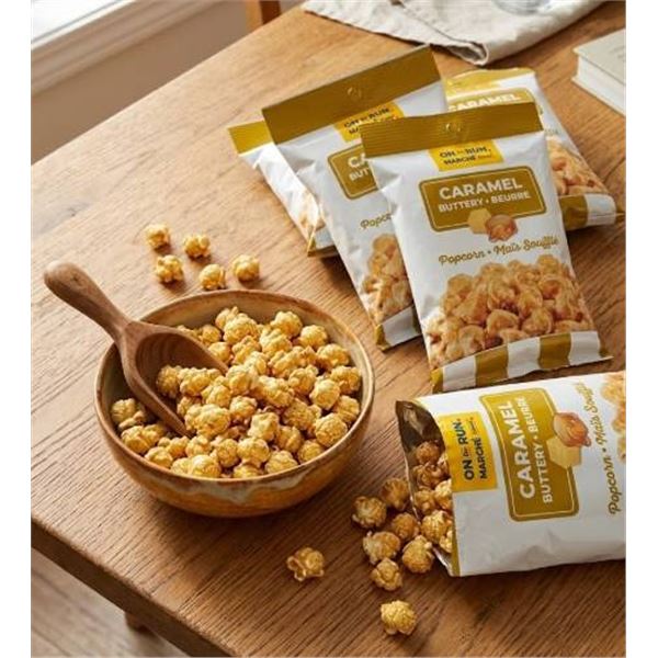 12 Bags of 80g On the Run Marche Caramel Popcorn