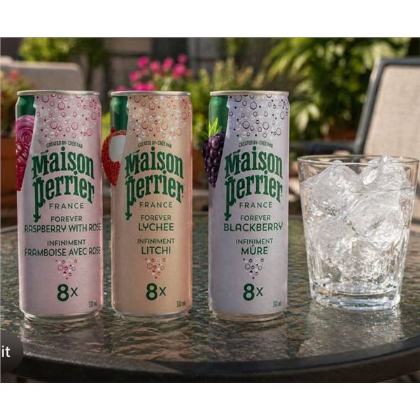 Maison Perrier Assorted Flavored Carbonated Water, 24 Cans (330 ml Each)