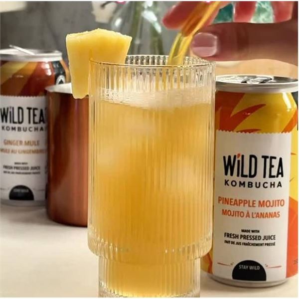 Wild Tea Kombucha Cocktail-Inspired Kombucha, 12 Cans (355 mL Each)