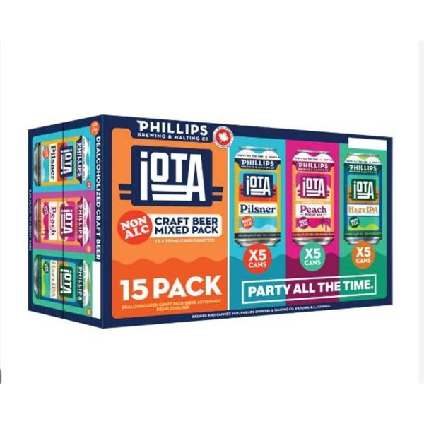 Phillips Brewing IOTA Non-Alcoholic Craft Beer Mixed Pack, 15 x 355mL