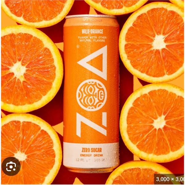Pack of 12 ZOA Energy Drink Wild Orange 355 mL Cans
