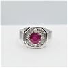 Image 1 : Sterling Silver Natural Enhanced Ruby (0.73ct) with CZ (0.16ct) Ring, Size 7.75, Retail $800.00.