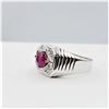 Image 2 : Sterling Silver Natural Enhanced Ruby (0.73ct) with CZ (0.16ct) Ring, Size 7.75, Retail $800.00.