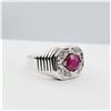 Image 3 : Sterling Silver Natural Enhanced Ruby (0.73ct) with CZ (0.16ct) Ring, Size 7.75, Retail $800.00.
